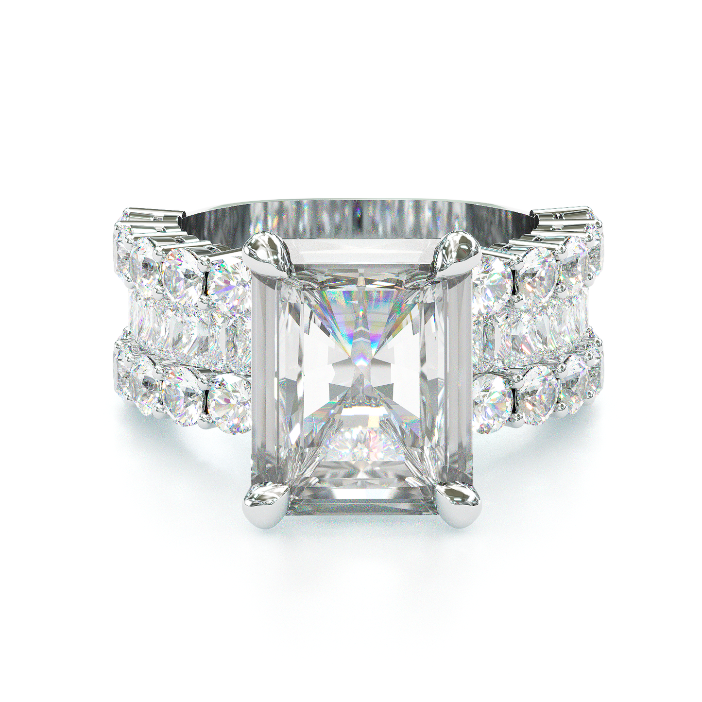 Jzora handmade radiant cut vintage sterling silver engagement ring wedding ring