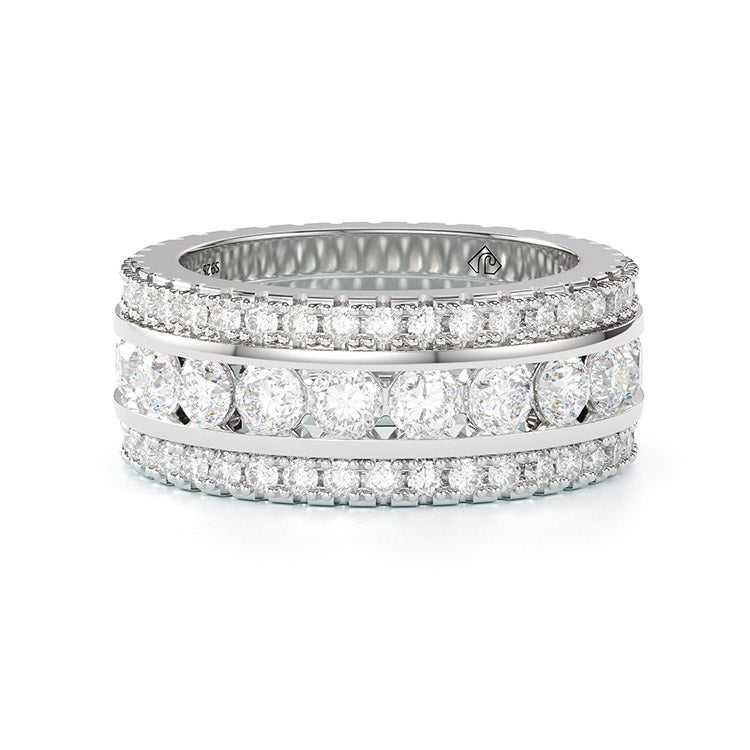 Jzora round cut diamond sterling silver vintage women's band wedding ring