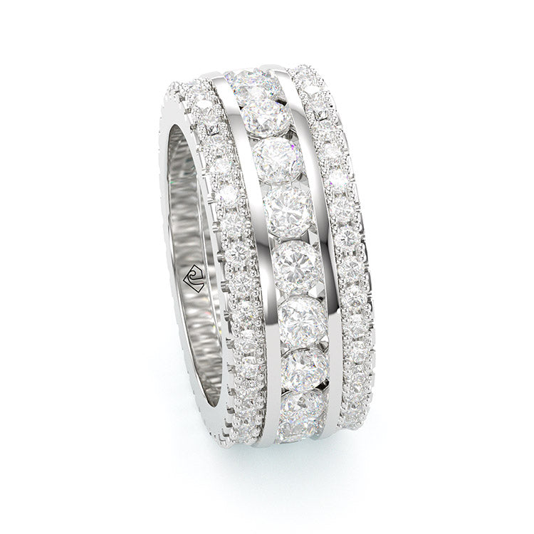 Jzora round cut diamond sterling silver vintage women's band wedding ring