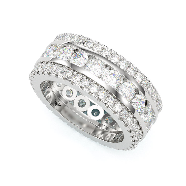 Jzora round cut diamond sterling silver vintage women's band wedding ring