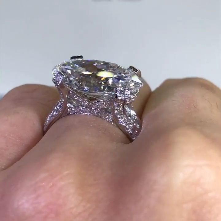 Jzora Handmade Oval Cut Vintage Sterling Silver Wedding Engagement Ring
