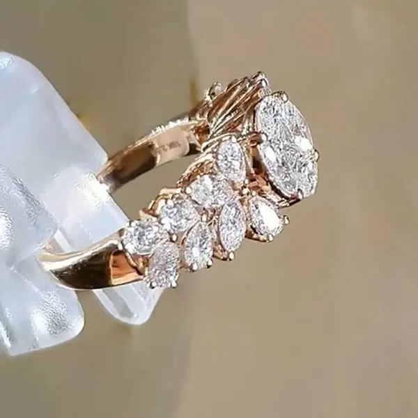 Jzora handmade round cut flower style butterfly sterling silver engagement ring