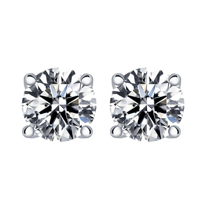 Jzora Classic Four Paw Sterling Silver Diamond Stud Earrings