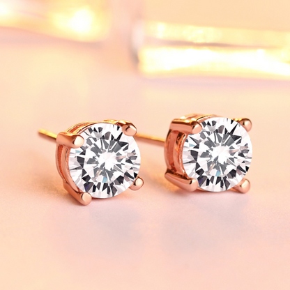 Jzora Classic Four Paw Sterling Silver Diamond Stud Earrings