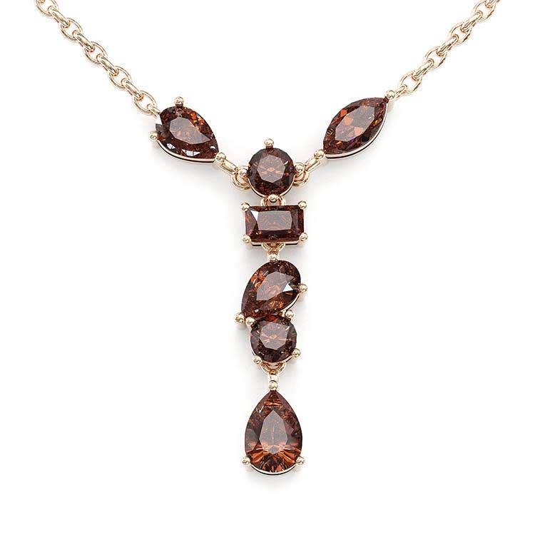 Jzora Handmade D Coffee Multi Shape Diamond Sterling Silver Necklace