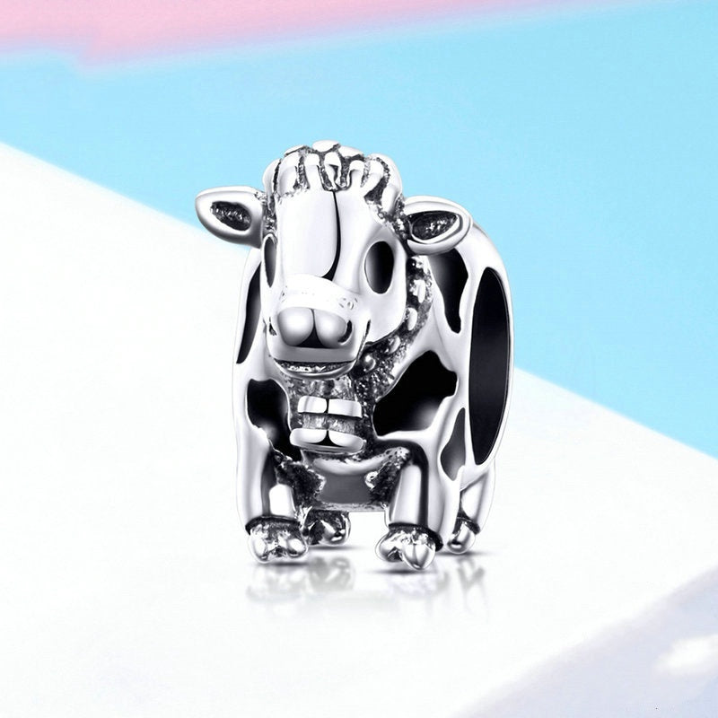 Jzora Cute Animal Moe Cow Sterling Silver Charm