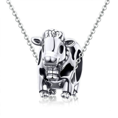 Jzora Cute Animal Moe Cow Sterling Silver Charm