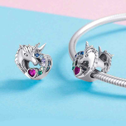 Jzora handmadde heart Unicorn sterling silver charms