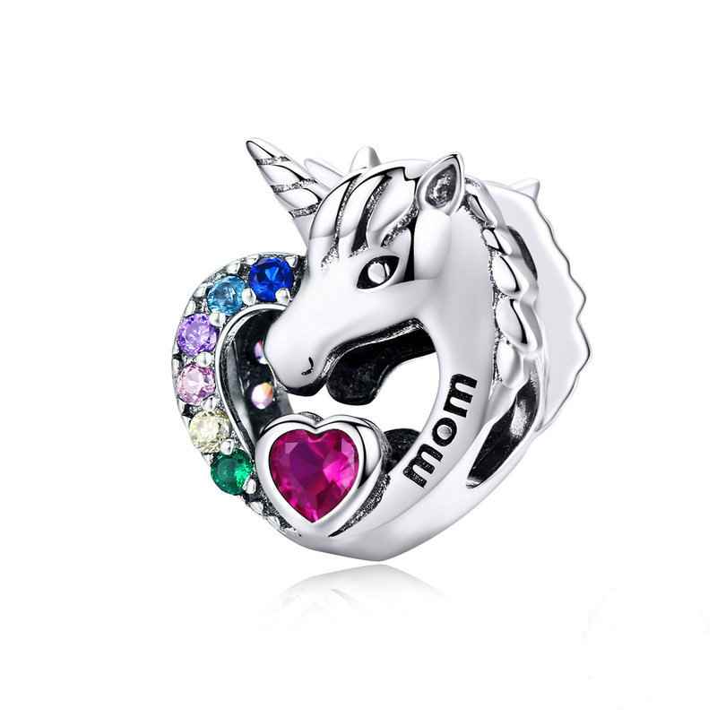 Jzora handmadde heart Unicorn sterling silver charms