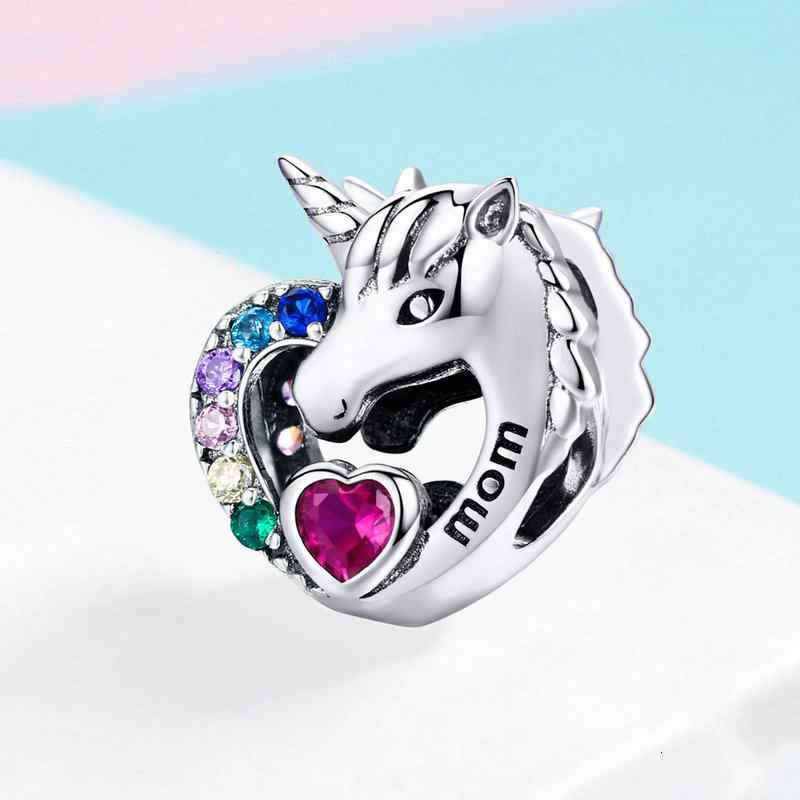 Jzora handmadde heart Unicorn sterling silver charms