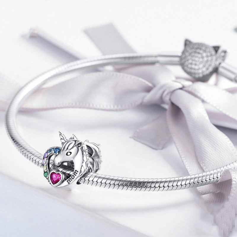 Jzora handmadde heart Unicorn sterling silver charms