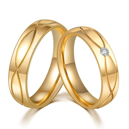 Jzora Wide version Gold simple style Anniversary Couple Rings Set