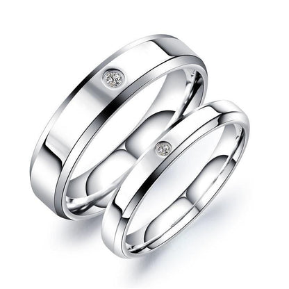 Jzora Handmade Round Cut Titanium Simple Band Set Couple Rings