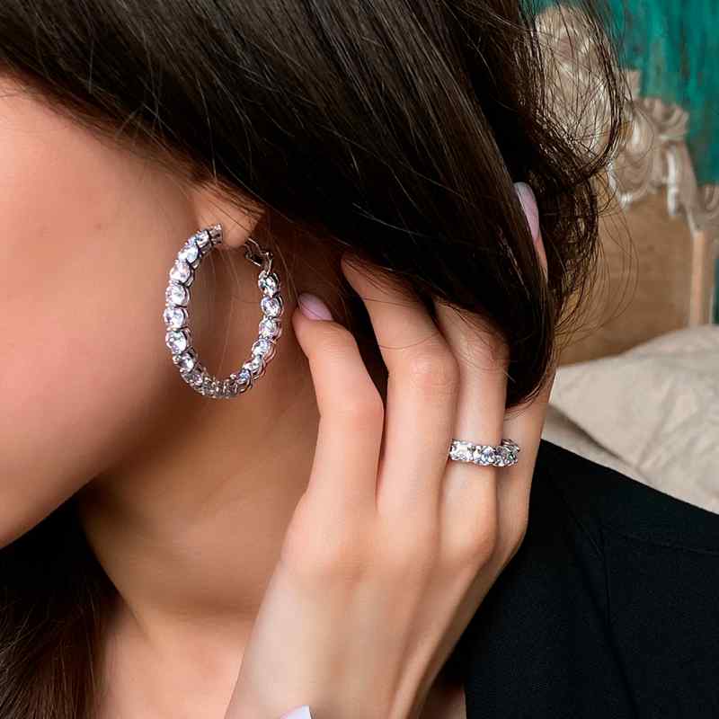 Jzora handmade white round cut vintage style sterling silver earrings