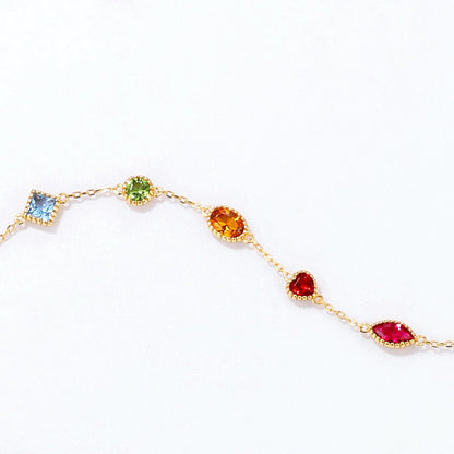 Jzora handmade multi stone colorful lovely sterling silver bracelet