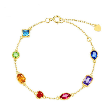 Jzora handmade multi stone colorful lovely sterling silver bracelet