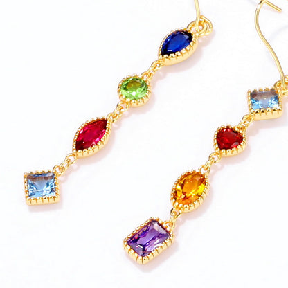 Jzora handmade vintage colorful hook sterling silver earrings