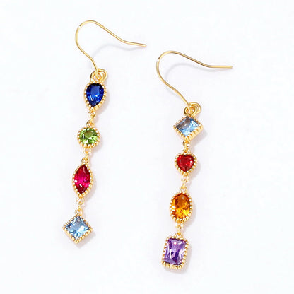 Jzora handmade vintage colorful hook sterling silver earrings