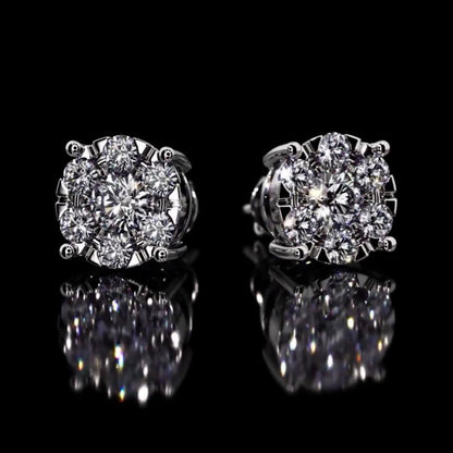 Jzora handmade round cut unique sterling silver earrings