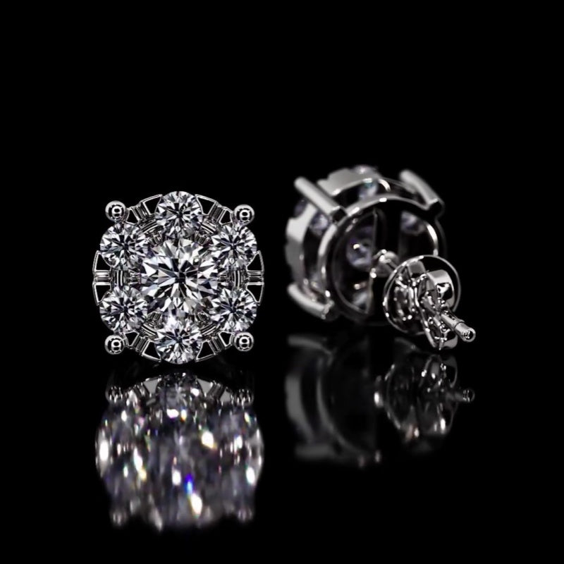 Jzora handmade round cut unique sterling silver earrings