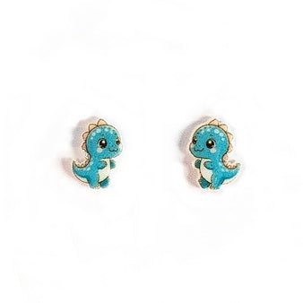 Jzora handmade cute dinosaur sterling silver earrings