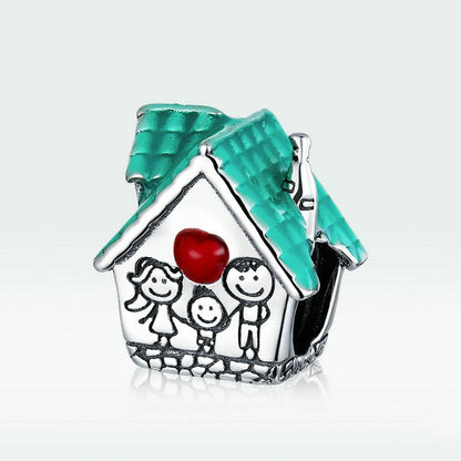 Jzora Unique Cosy Small Family House Sterling Silver Charm