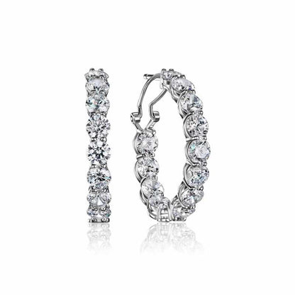 Jzora handmade white round cut vintage style sterling silver earrings