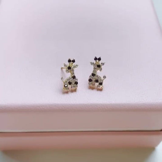 Jzora handmade cute giraffe sterling silver earrings