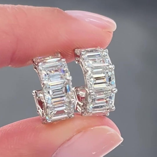 Jzora handmade emerald cut sterling silver earrings