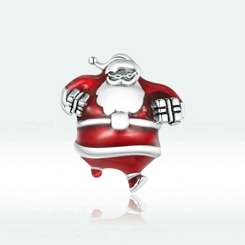 Jzora handmade red Christmas santa sterling silver charms