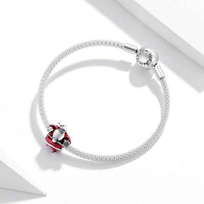 Jzora handmade red Christmas santa sterling silver charms