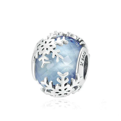 Jzora handmade snowflake Christmas glazed bead  sterling silver charms