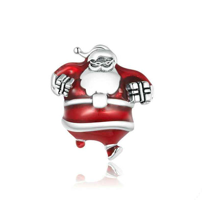 Jzora handmade red Christmas santa sterling silver charms