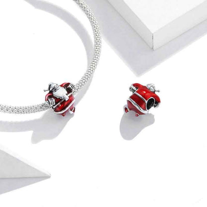 Jzora handmade red Christmas santa sterling silver charms