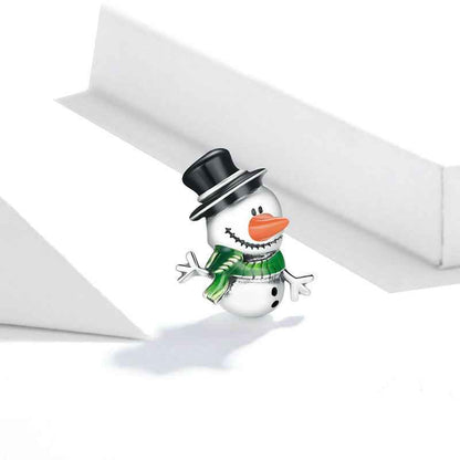 Jzora Handmade Happy Snowman Sterling Silver Charms