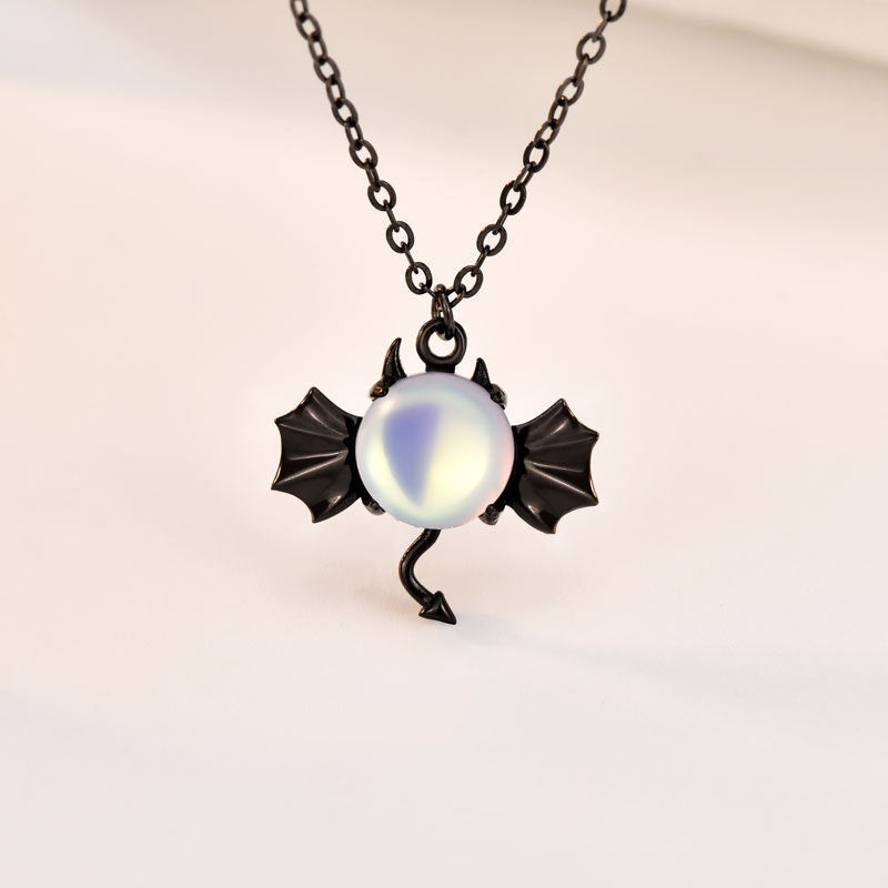 Jzora handmade bat moonstone sterling silver necklace