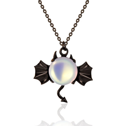 Jzora handmade bat moonstone sterling silver necklace