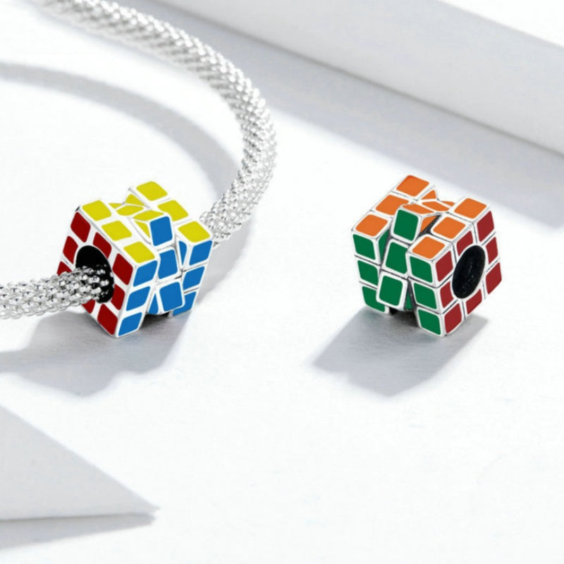 Jzora Colourful Energetic Rubik's Cube Sterling Silver Charm
