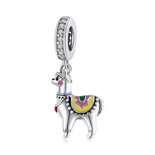 Jzora Cute Animal Alpaca Vintage Sterling Silver Charm