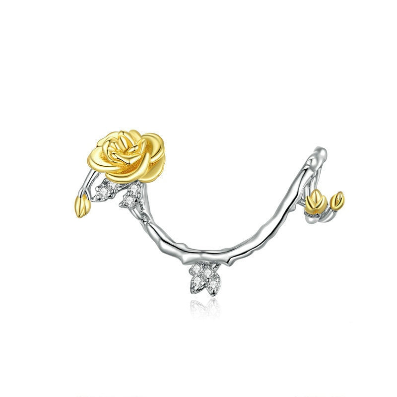 Jzora Valentine's Day Rose Vine Sterling Silver Charm