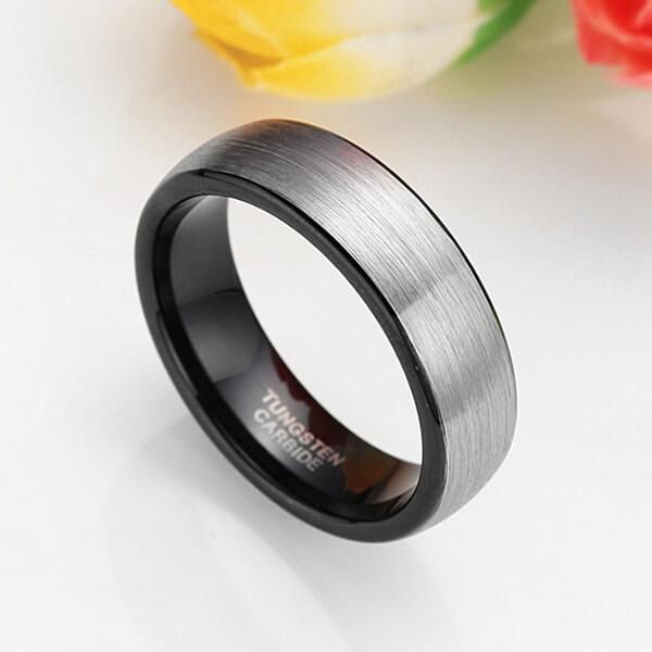 Jzora titanium wide ring black simple style diamond  men's band