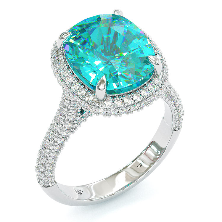 Jzora cushion cut Paraiba gemstone handmade vintage engagement ring