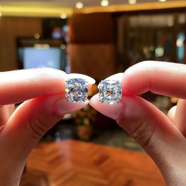 Jzora Handmade Cushion Cut Created Diamond Sterling Silver Earrings