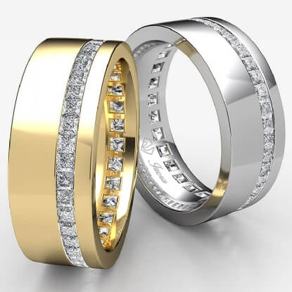 Jzora sterling silver princess cut gold wedding men‘s bands