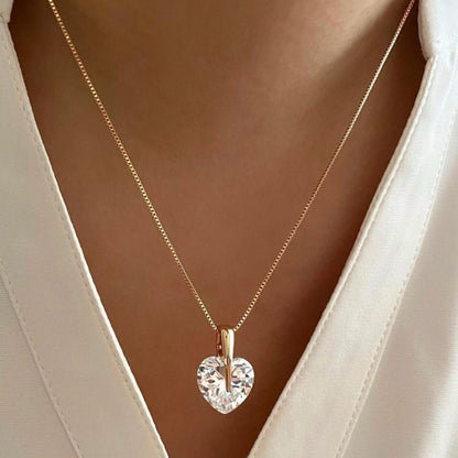 Jzora handmade golden heart shape eternal romance sterling silver necklace