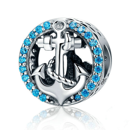 Jzora Ocean Journey Romantic Blue Diamond Encrusted Sterling Silver Charm