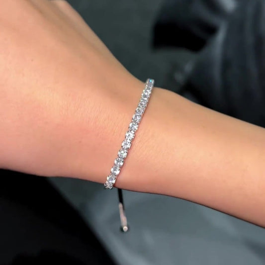 Jzora handmade round cut luxury sterling silver adjustable bracelet