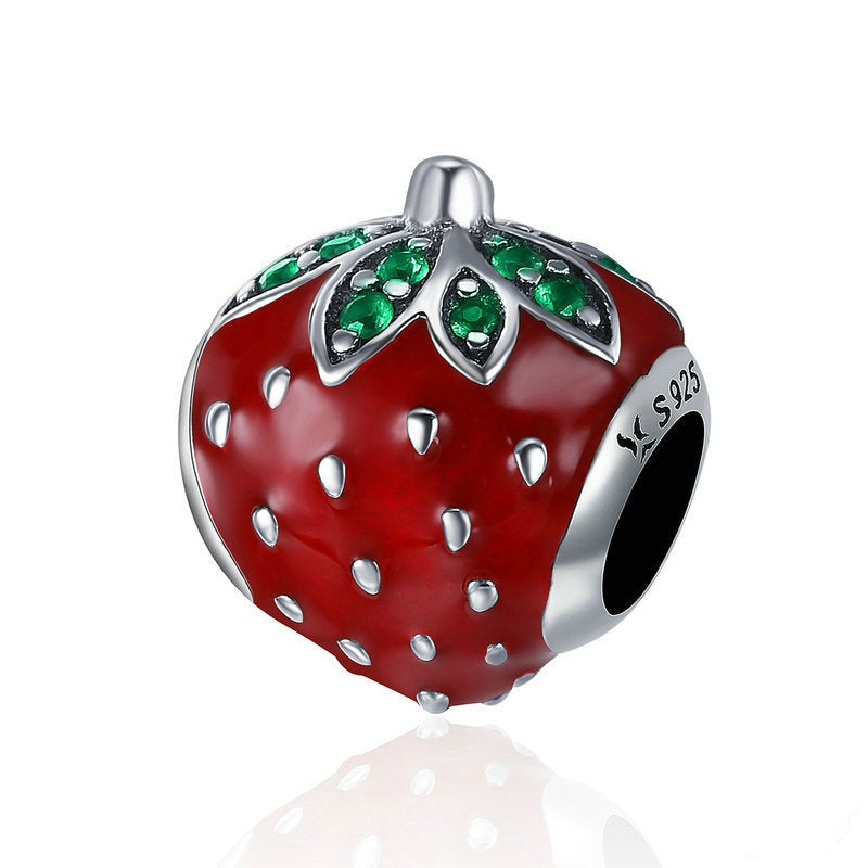 Jzora Bright Strawberry Fruit Sterling Silver Charm