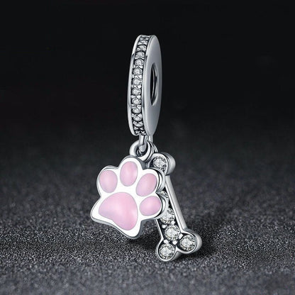 Jzora Animal Paw Print Bone Sterling Silver Charm