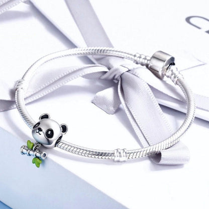 Jzora Cute Animal Bamboo Panda Sterling Silver Charm